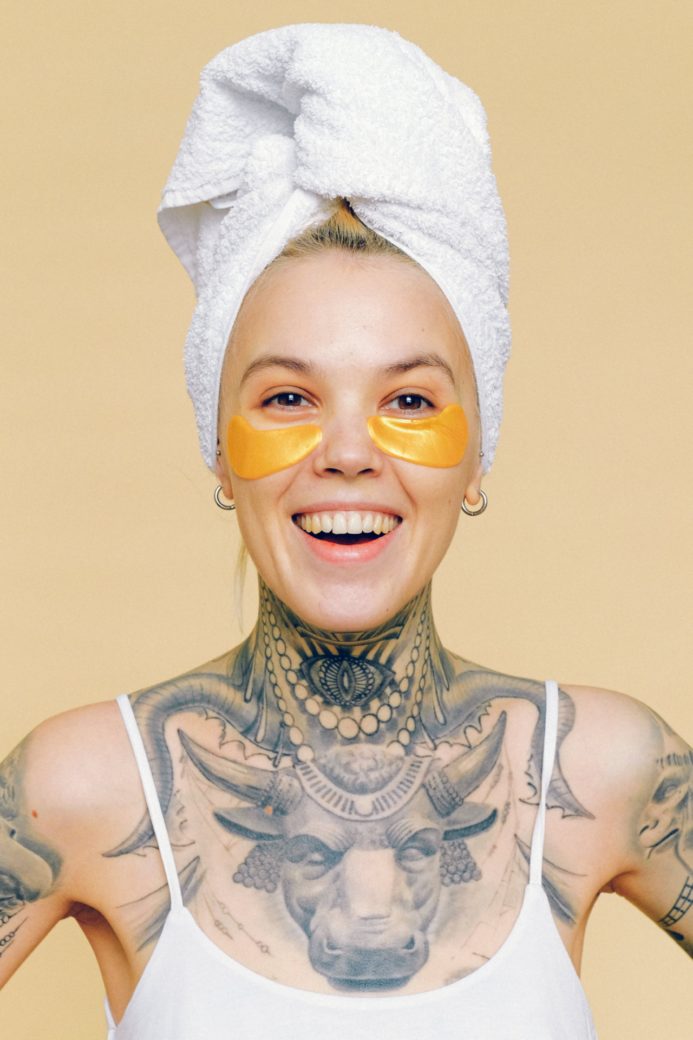 Photo by Anna Shvets: https://www.pexels.com/photo/cheerful-female-with-tattoos-in-eye-patches-3851401/