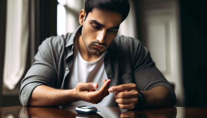 Person measuring blood sugar levels