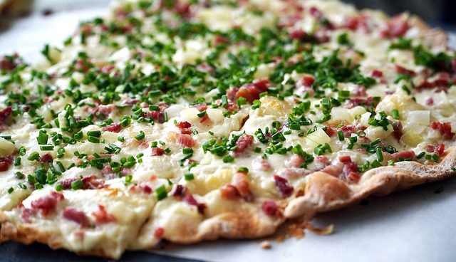 tarte flambée, meal, dish