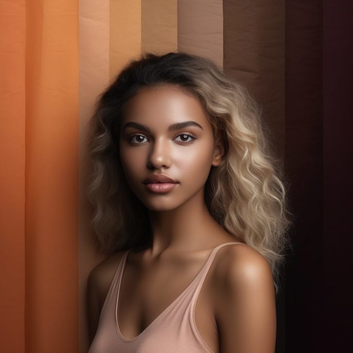 A woman with different skin tones to illustrate the concept of seasonal color analysis