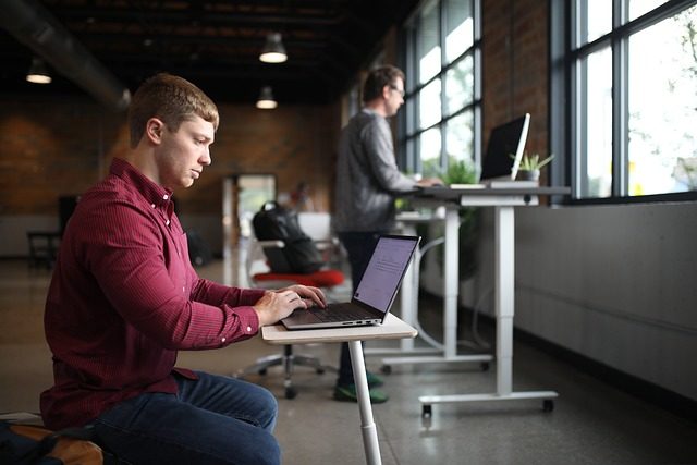 office workspace, pneumatic desk, office desk