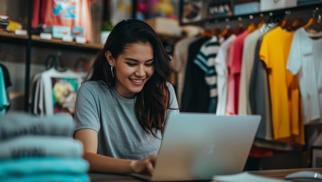 woman, student, computer