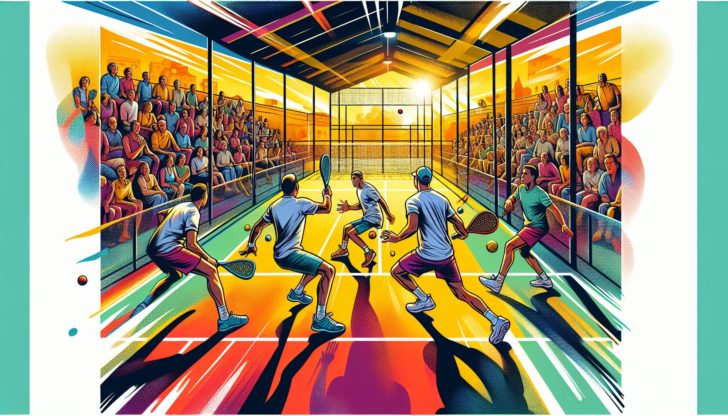 Illustration of players enjoying a game of padel on an outdoor court