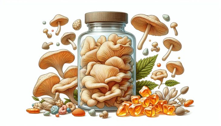 Illustration of lion's mane mushroom gummies