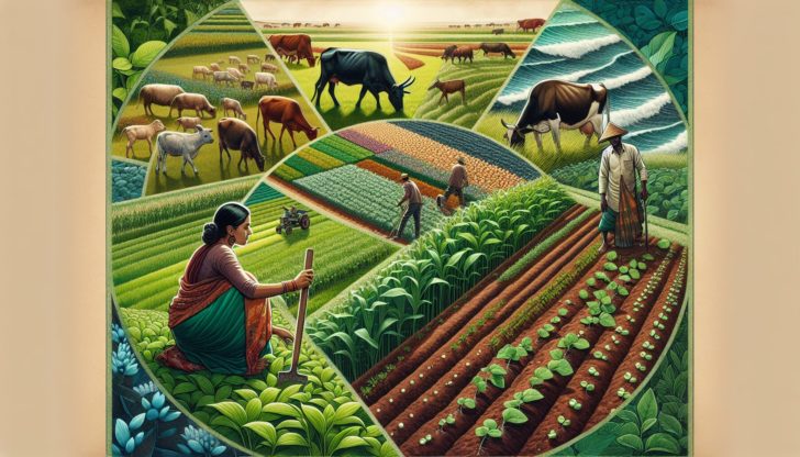 Illustration of diverse regenerative agriculture practices