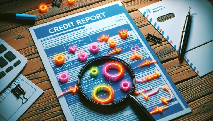 Illustration of a credit report with highlighted errors