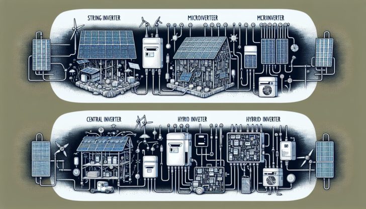 Illustration of different types of solar inverters