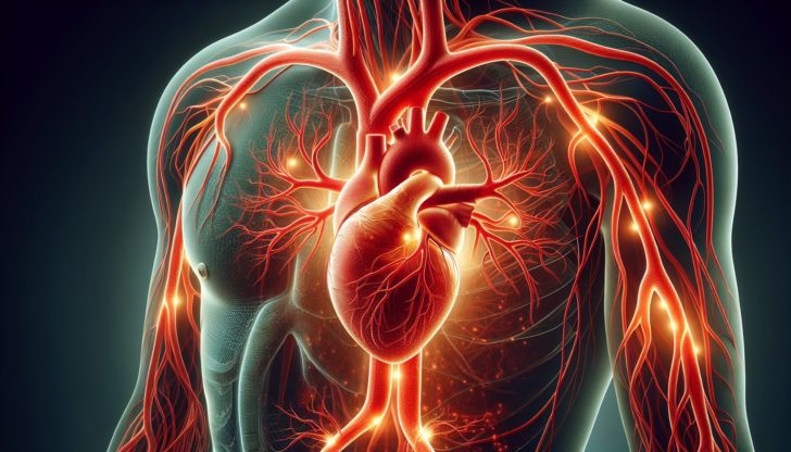 Illustration of a heart with cardiovascular system