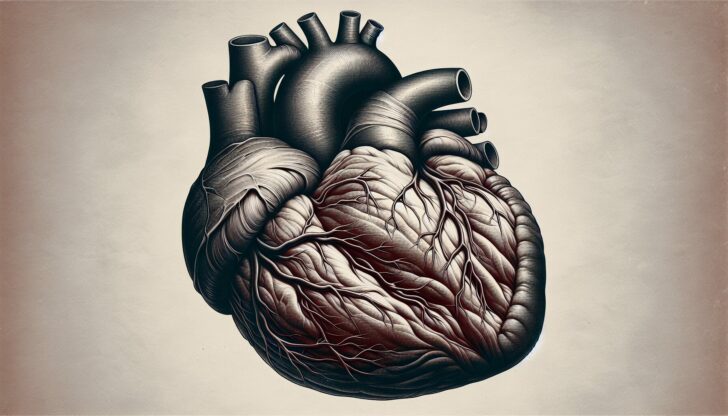 Illustration of a heart with arteries, representing the impact of obesity on heart disease
