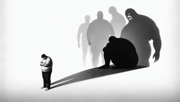 Illustration portraying the psychological impact of obesity