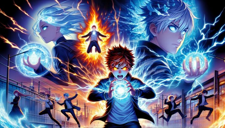 A captivating illustration of characters wielding supernatural powers in an intense and action-packed scene, representing the supernatural anime genre.
