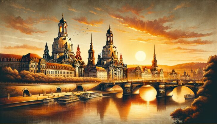 Illustration of the historic city of Dresden in Saxony German