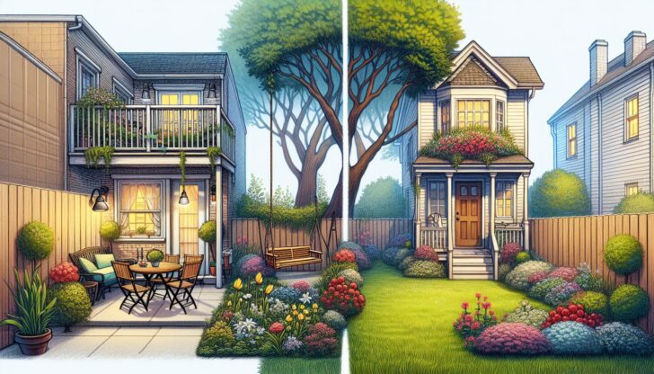 Comparison of outdoor spaces in townhomes and single-family homes