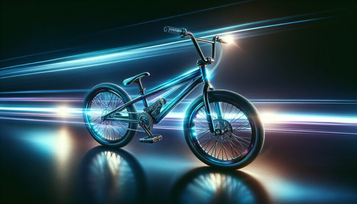 Illustration of a sleek BMX e-bike with a powerful motor and advanced pedal assist technology