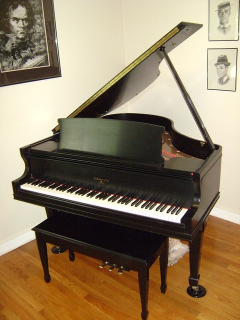 piano, grand piano, black