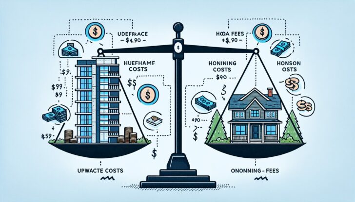 Illustration of financial comparison between condo and home