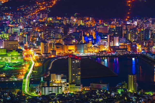 night view, nagasaki, japan