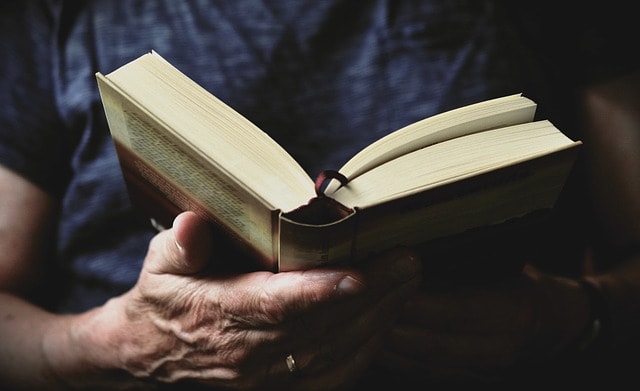 book, read, hands