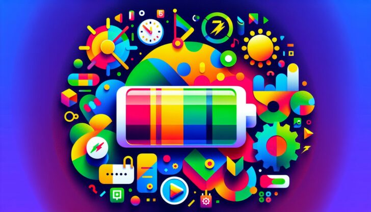 Illustration of a battery meter indicating smart battery usage features in Android 7.