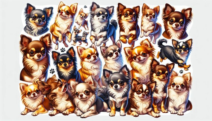 An illustration showcasing the characteristics of Chihuahua dogs, including their small size and distinct features.