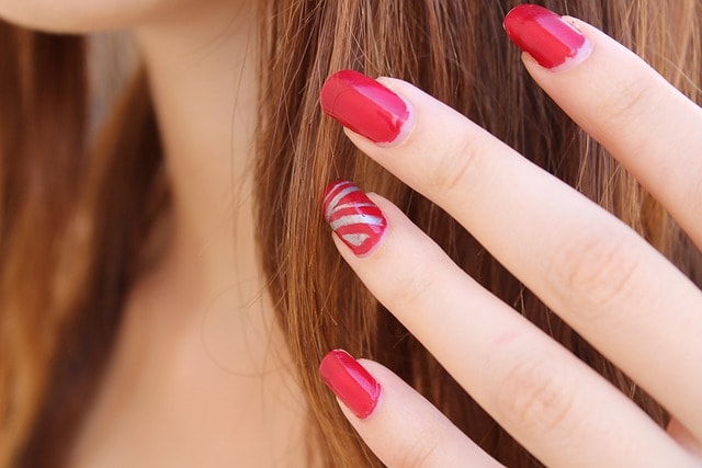 nail polish, fingers, hair