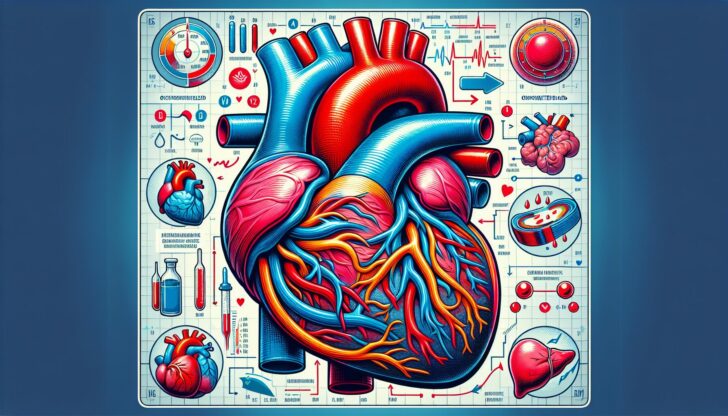 An illustration highlighting symptoms related to blood flow issues in the heart.