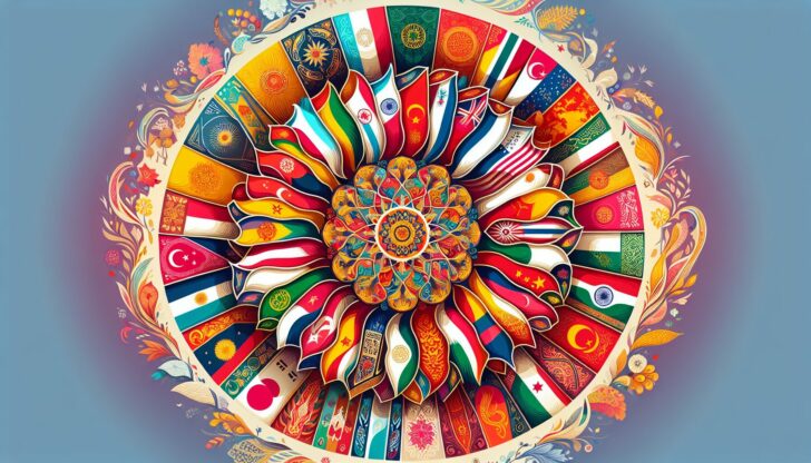 An artistic representation of the flags of various countries in West Asia, symbolizing unity and diversity.