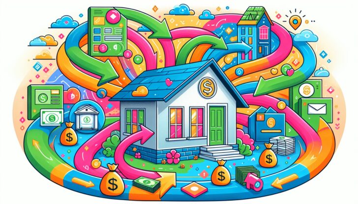 An illustration showing the concept of escrow in mortgage transactions, highlighting the role of escrow accounts.