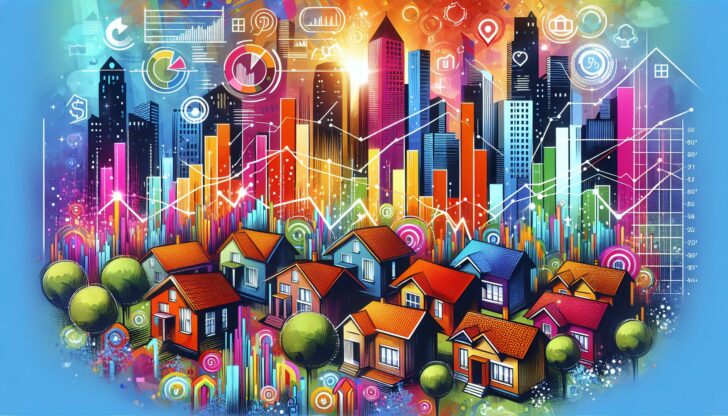 An illustration depicting market trends in real estate, highlighting economic factors and property values.