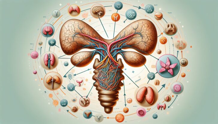 An illustration of the pituitary gland and its role in endocrine disorders.