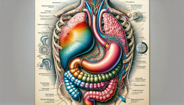 An illustration depicting the anatomy of the esophagus and stomach, highlighting areas affected by GERD.