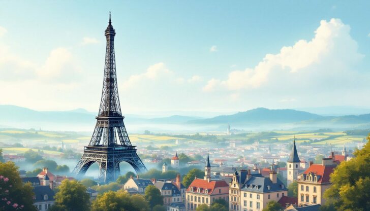 A stunning view of the Eiffel Tower, a best place to visit in France.